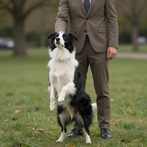 Man with Border Collie in Grassy Park
