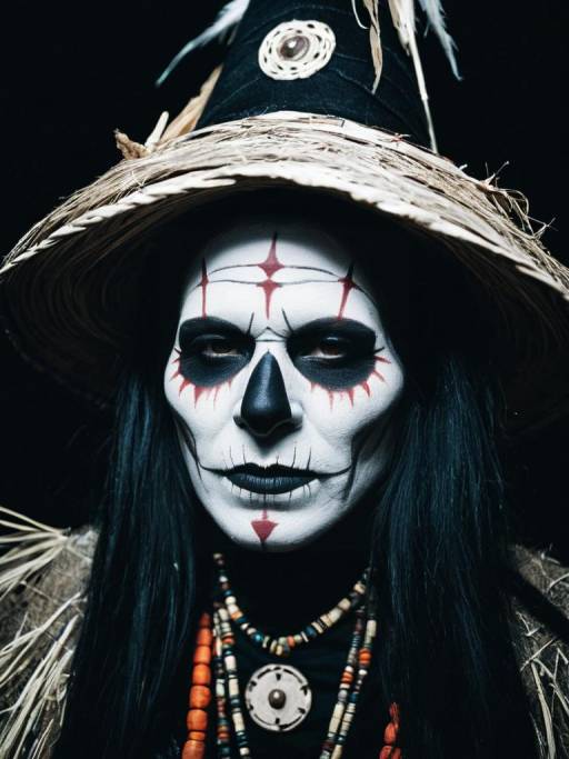 Witch Doctor with Painted Skull Face