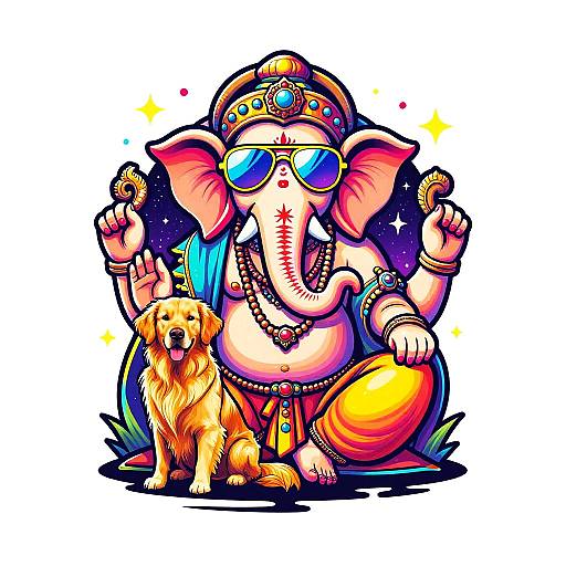 Retro Ganesha T-Shirt Design