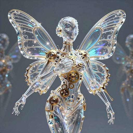 Intricate Transparent Golem with Crystal Wings