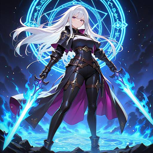 Glowing Sorceress with Dual Swords