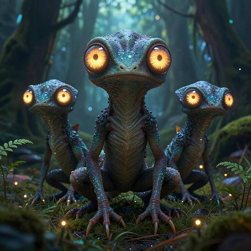 Four-Eyed Bioluminescent Forest Creature