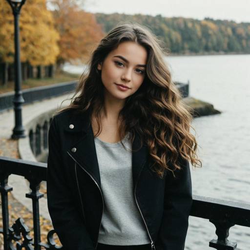 Young Woman by Water in Autumn