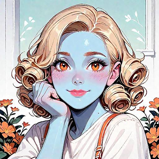 Happy Melusine in Flower Garden