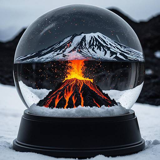 Volcanic Lava Flow Inside Snow Globe
