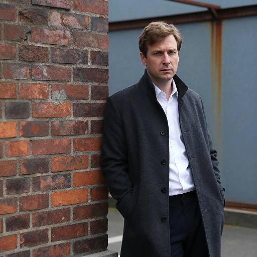 Serious Man Against Brick Wall Photo