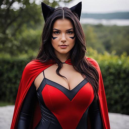Woman in Cat-Inspired Superhero Costume