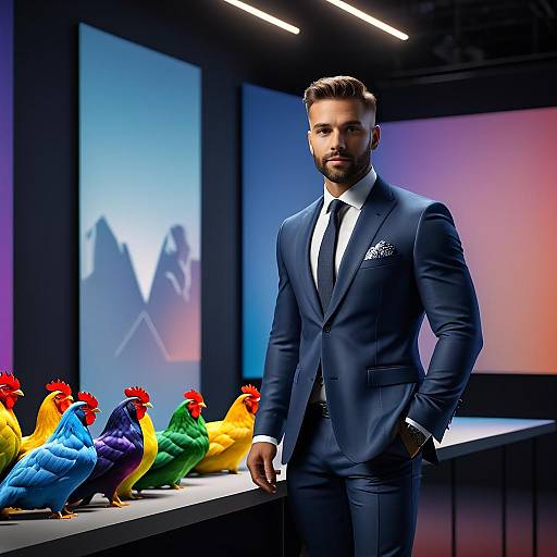 Charcoal Avian Executive in Tailored Suit