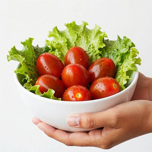 Fresh Cherry Tomatoes and Lettuce in Bowl