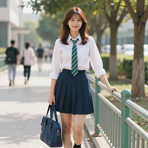 Photorealistic Asian Woman in School Uniform