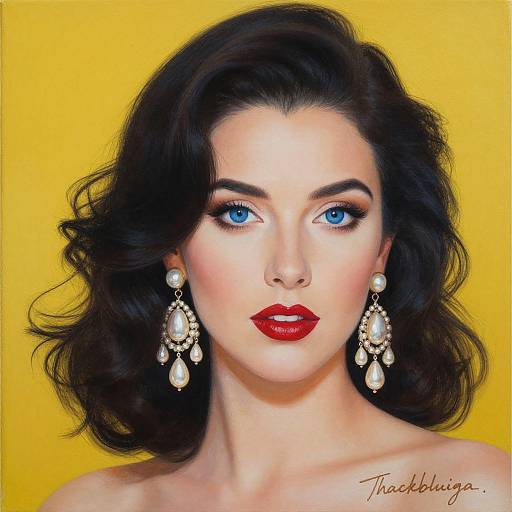 Vibrant Portrait of Woman with Pearls