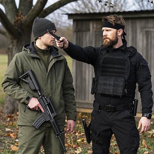 Intense Standoff Between Two Men Outdoors