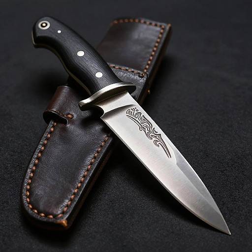 Intricately Engraved Knife Close-Up