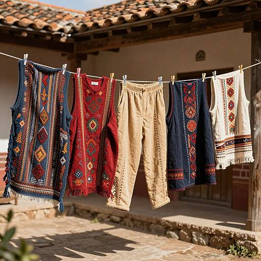 Vintage Spanish Clothes in Courtyard