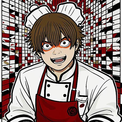 Illustration of Hanamura teruteru, danganronpa (series) in the style of Paru rari