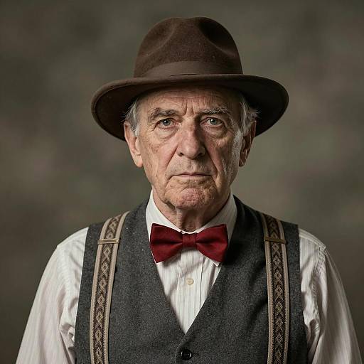 Portrait of Elderly Man in Vintage Outfit
