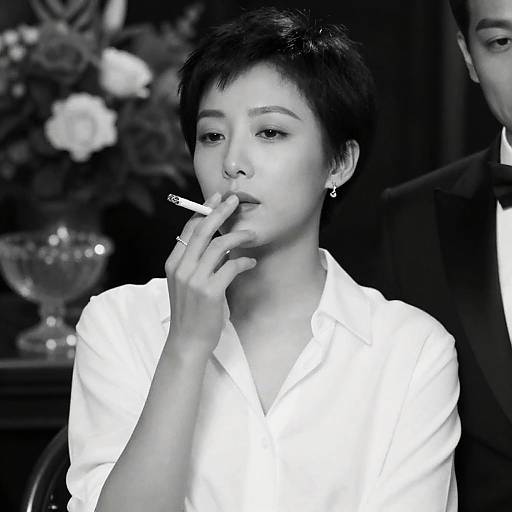 Elegant Vintage Portrait of Woman Smoker