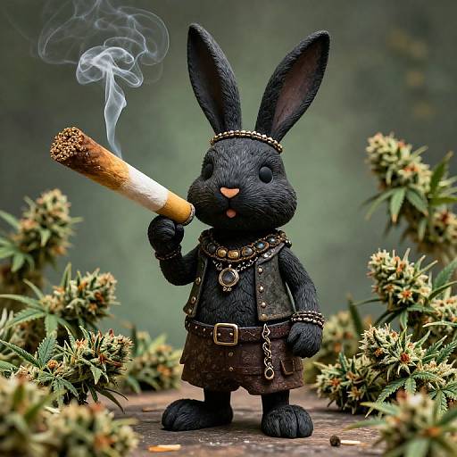 Stoned Easter Bunny with Giant Cannabis Cigarette