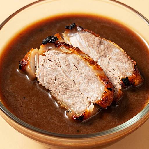 Close-Up Roasted Pork in Rich Sauce