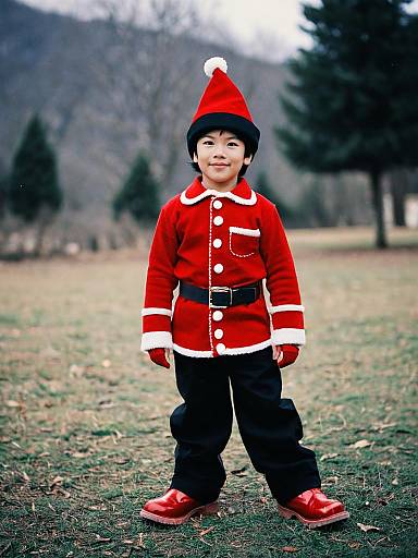 Festive Boy in Navidad Costume