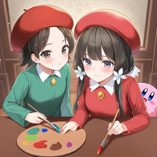 Illustration of Adeleine, kirby (series) in the style of Lillly