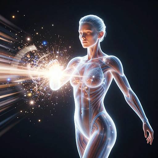 Glowing Female Figure with Atomic Dispersion