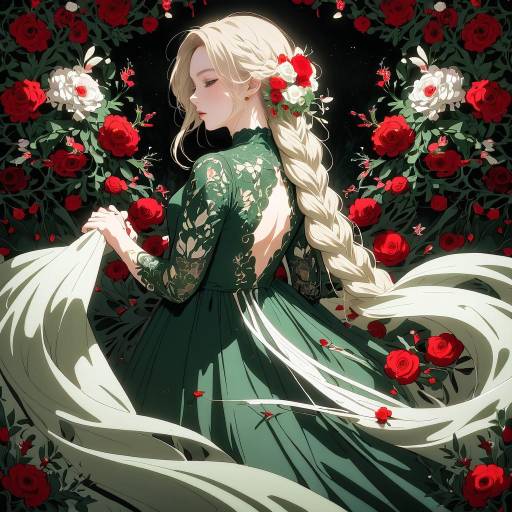 Dreamy Anime Woman in Floral Wreath