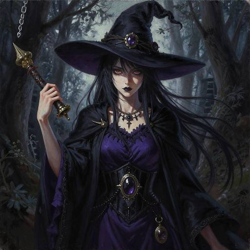 Enigmatic Witch Painting in Takaya Style