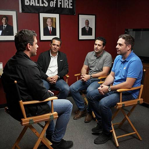 Casual Conversation in Dimly Lit Room