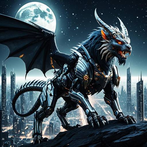 Cybernetic Manticore in Lunar Metropolis