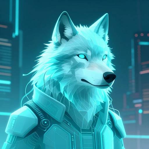 Futuristic Cyberpunk Wolf Illustration