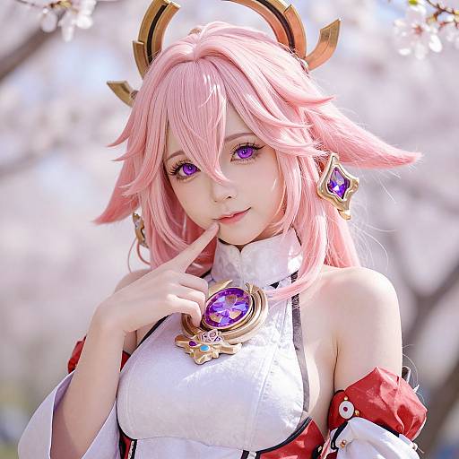 Anime Portrait of Pink-Haired Woman