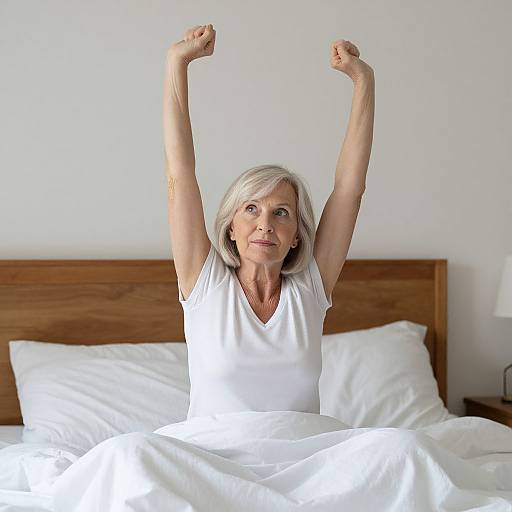 Senior White Woman Morning Stretch