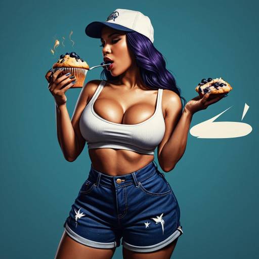 Edgy Phoenix Character with Blueberry Muffin