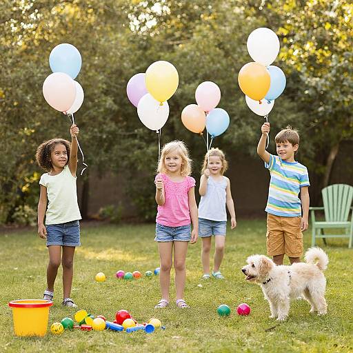 Joyful Kids Playing in Sunny Backyard