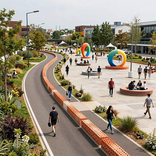 Wind-Harvesting Microcycle Public Plaza