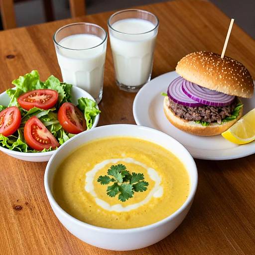 Vibrant Vegetarian Meal on Wooden Table