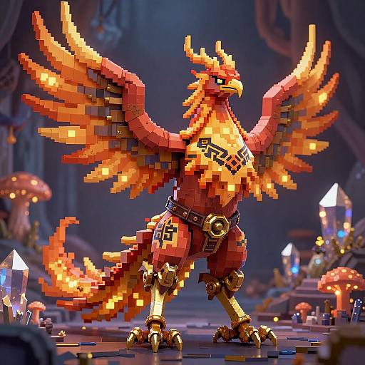 Fiery Phoenix Warrior in Crystal Cavern