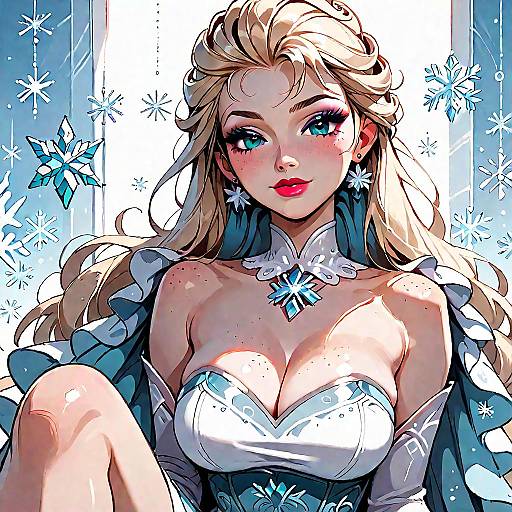 Anime Style Elsa with Snowflakes
