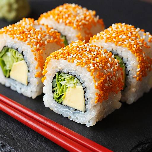 Vibrant Close-Up Sushi Roll Photo