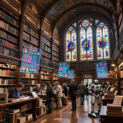 Futuristic Grand Library Interior