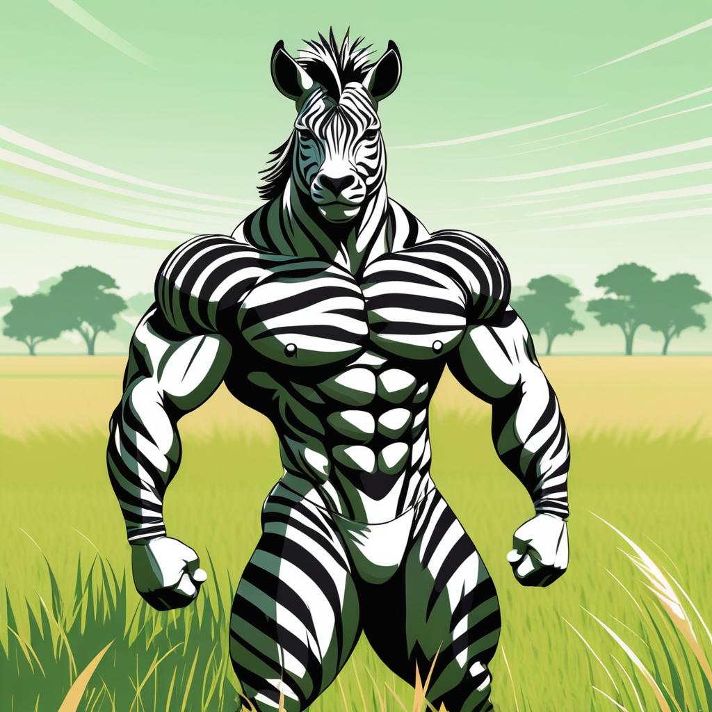 Buffed Zebra: Mr. Olympia in Grassland