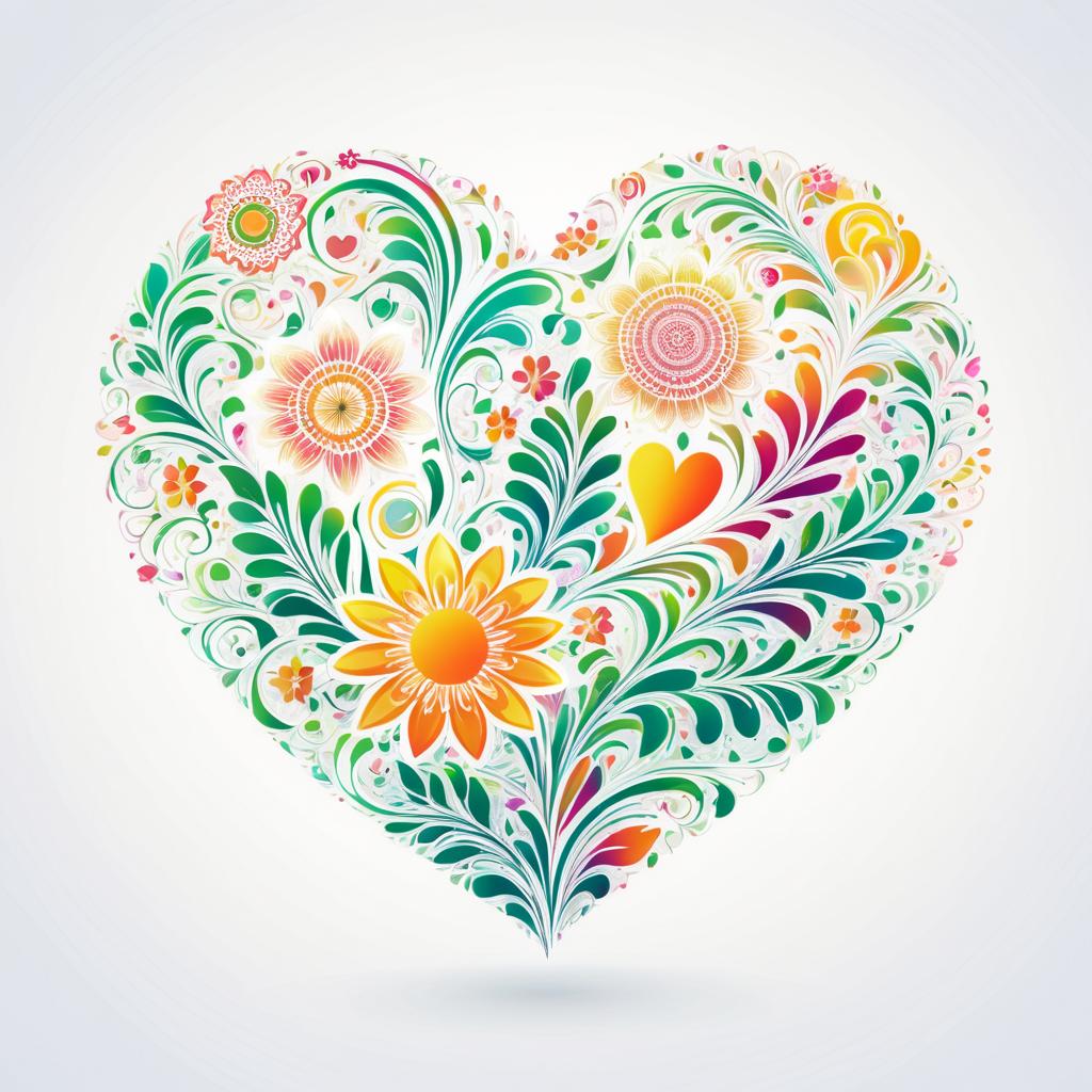 Whimsical Floral Heart Vector Design