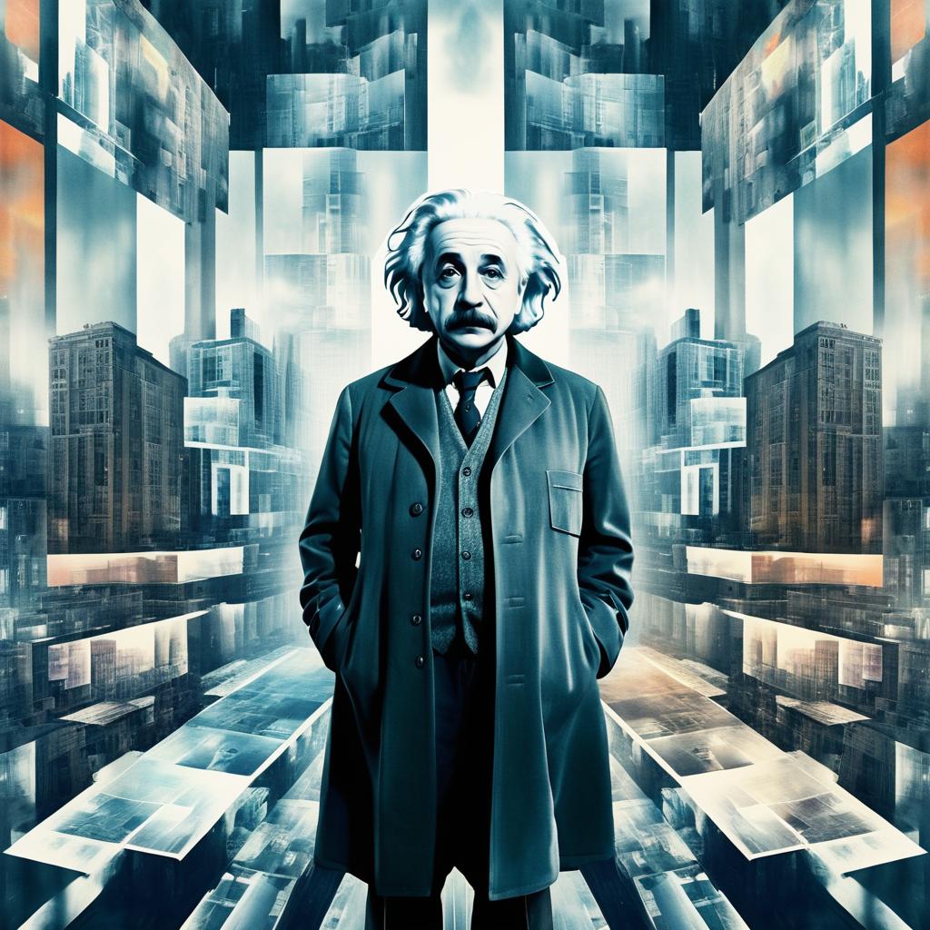 Albert Einstein in a Vintage Metropolis Collage