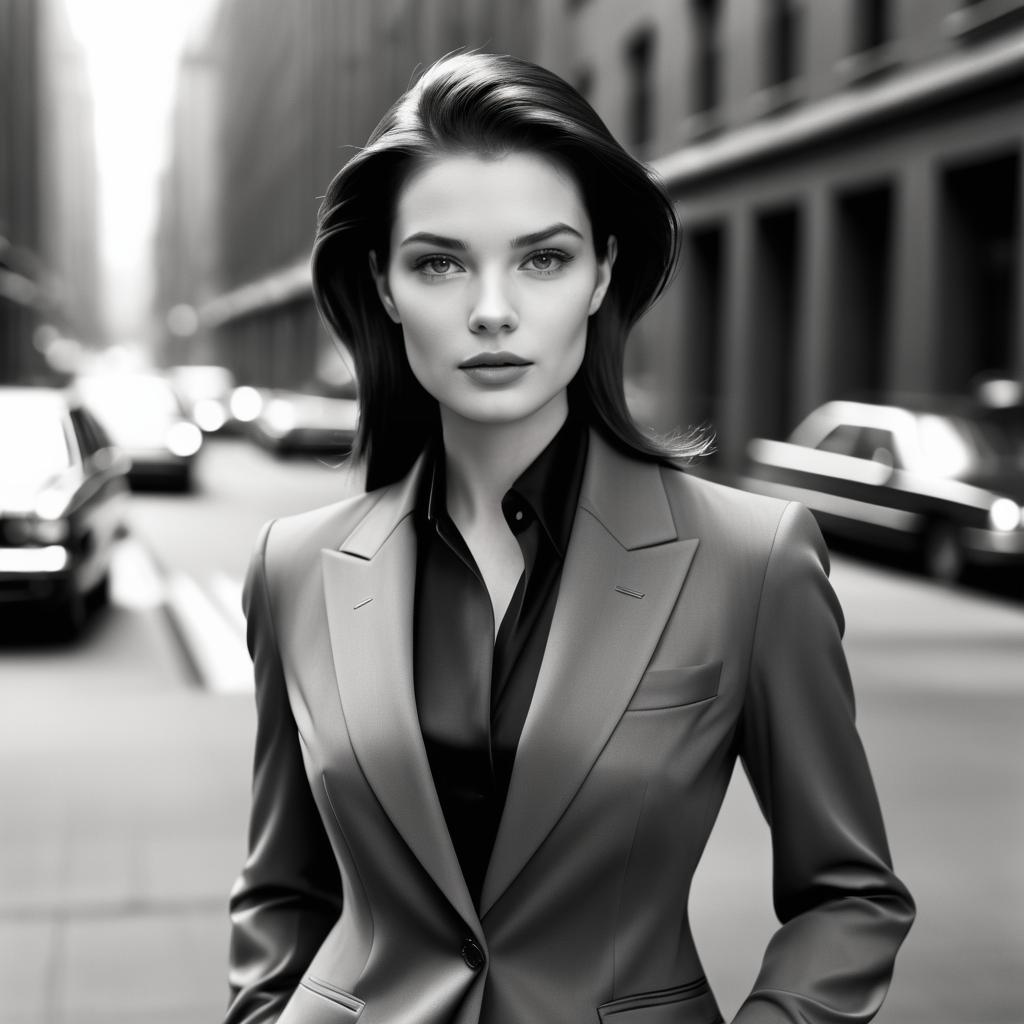 Elegant Businesswoman Portrait in Monochrome