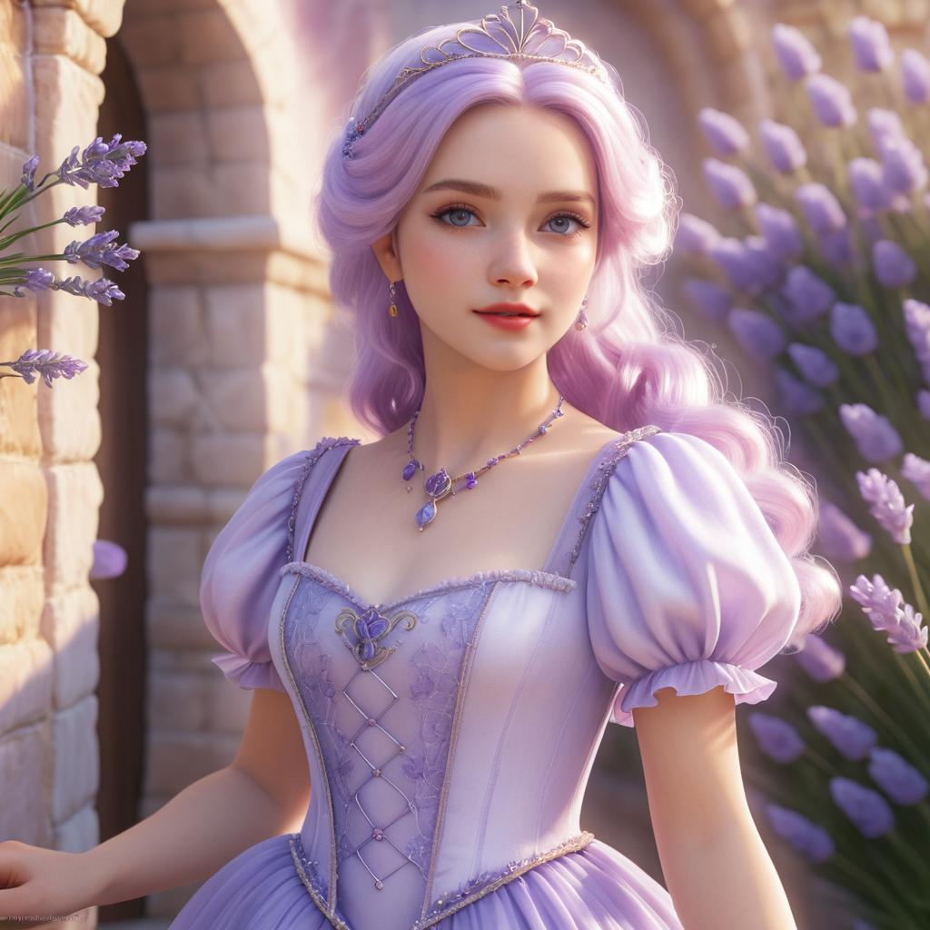 Realistic Feminine Princess with Lavender Hair