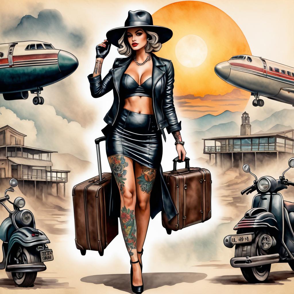 Dark Utopian Stewardess Illustration