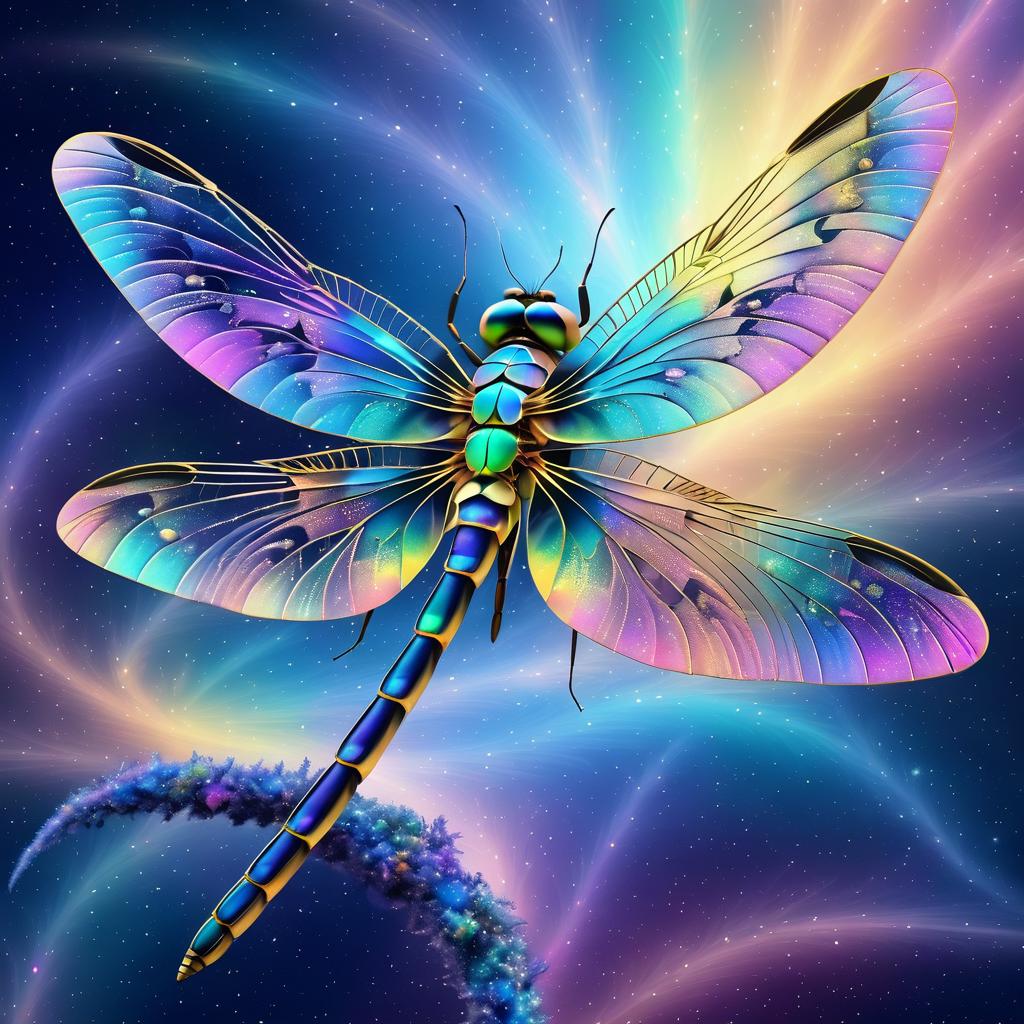 Psychedelic Dragonfly in Cosmic Nebula