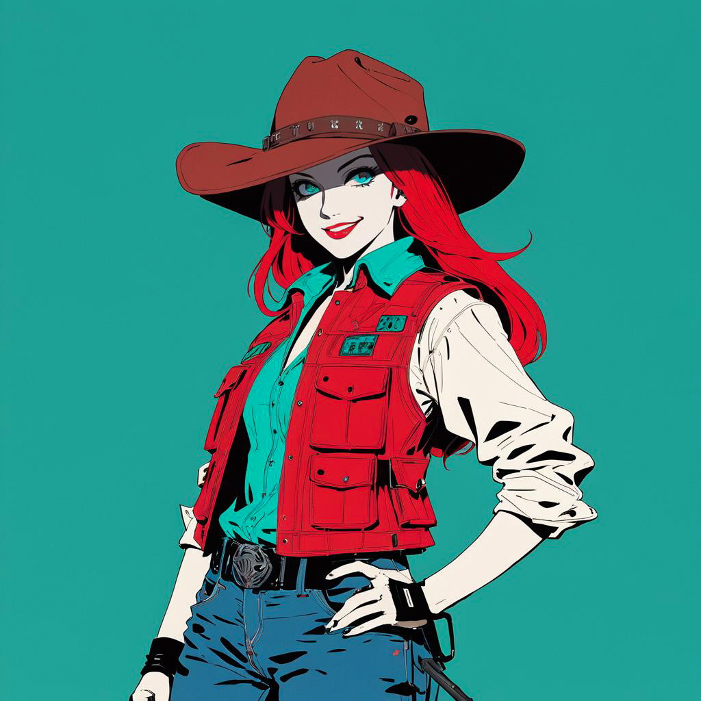 Red-Haired Gunslinger in Grotesque Style