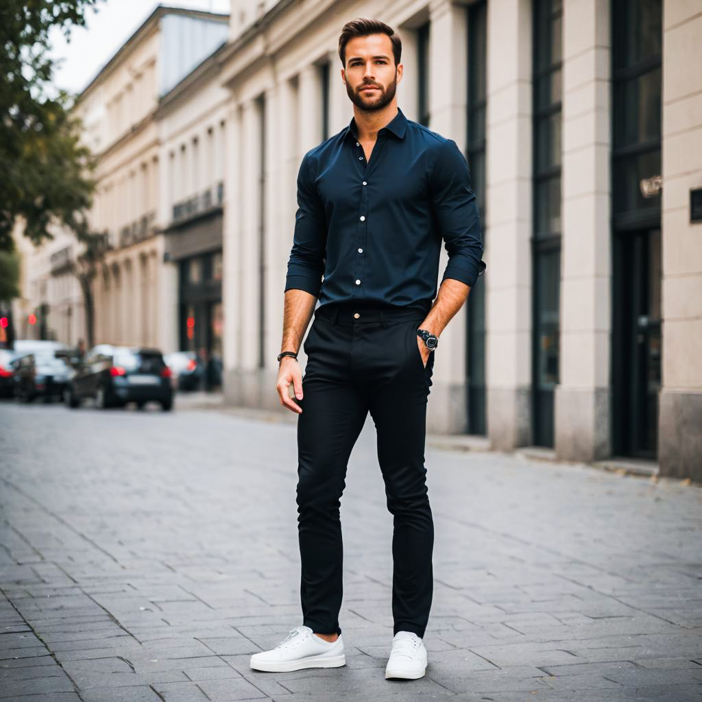 Stylish Man in Flare Leggings Outfit